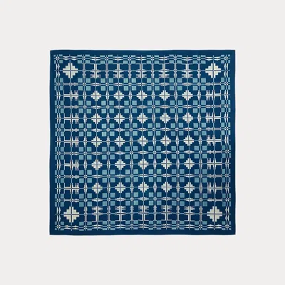 Double Rl Indigo Cotton Tablecloth In Indigo/cream