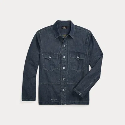 Double Rl Indigo Denim Overshirt In Dark Wash