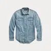 Double Rl Indigo Denim Workshirt In Clearfield Wash