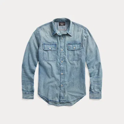 Double Rl Indigo Denim Workshirt In Clearfield Wash