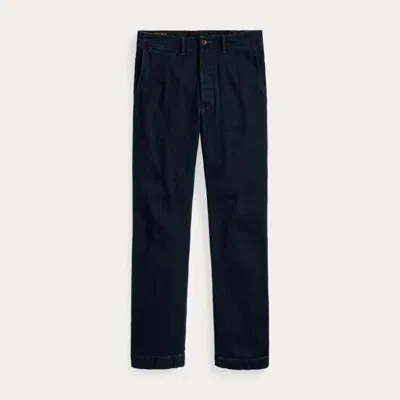 Double Rl Indigo Herringbone Officer's Pant In Deep Navy