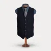 Double Rl Indigo Herringbone Vest In Deep Navy