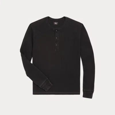 Double Rl Indigo Jersey Henley Shirt In Sulfur Black