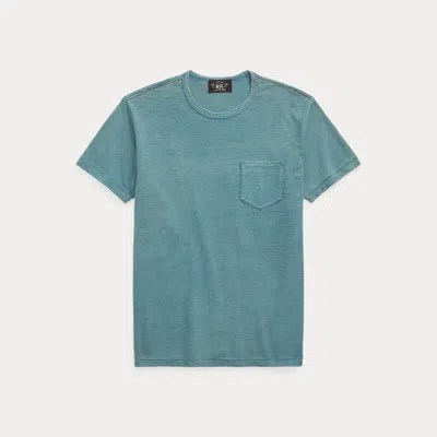 Double Rl Indigo Jersey Pocket T-shirt In Washed Blue Indigo