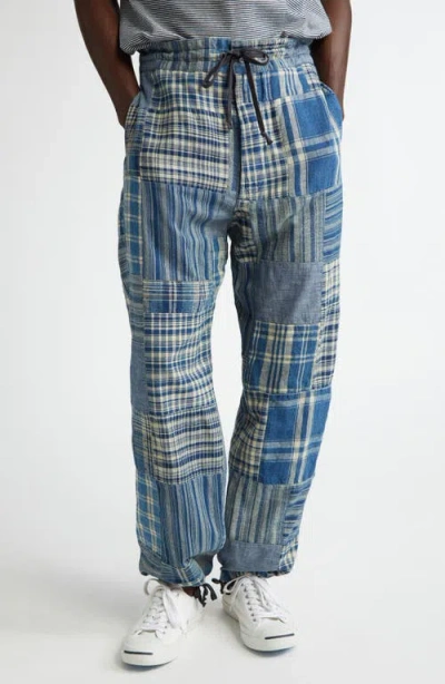 Double Rl Indigo Patchwork Cotton & Linen Drawstring Pants