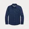 Double Rl Indigo Striped Double-faced Workshirt In Indigo Stripe/check
