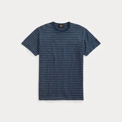 Double Rl Indigo Striped Jacquard T-shirt In Indigo Multi