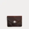Double Rl Leather Card Case In Dark Brown