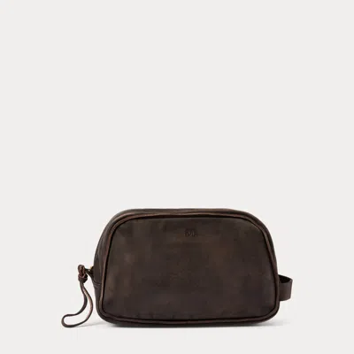Double Rl Leather Travel Case In Black