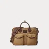 Double Rl Leather-trim Canvas Briefcase In Khaki/brown
