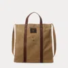 Double Rl Leather-trim Canvas Tote In Khaki/brown