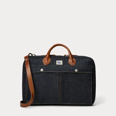 Double Rl Leather-trim Indigo Denim Briefcase