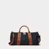 Double Rl Leather-trim Indigo Denim Duffel In Indigo