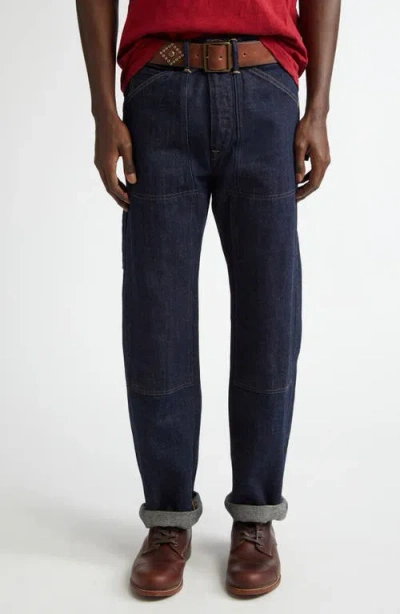 Double Rl Limited Edition Straight Fit Carpenter Jeans In Rigid Wash