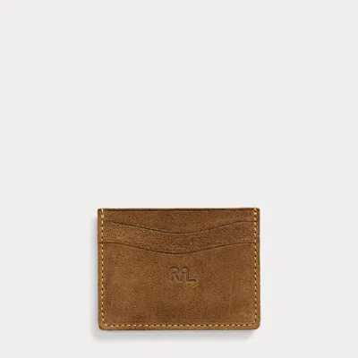 Double Rl Limited-edition Suede Card Holder In Pale Russet