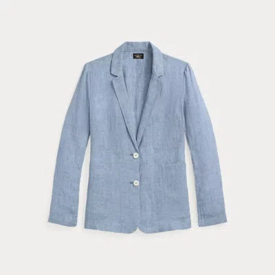 Double Rl Linen Blazer In Antique Blue