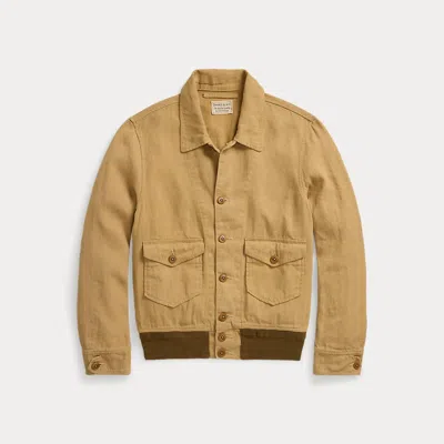 Double Rl Linen-cotton Canvas Jacket In Vintage Brown