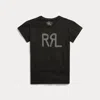 Double Rl Logo Cotton Jersey Tee In Faded Black Canvas
