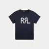Double Rl Logo Cotton Jersey Tee In Navy/white