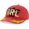 Double Rl Logo Patch Baseball Cap In Red