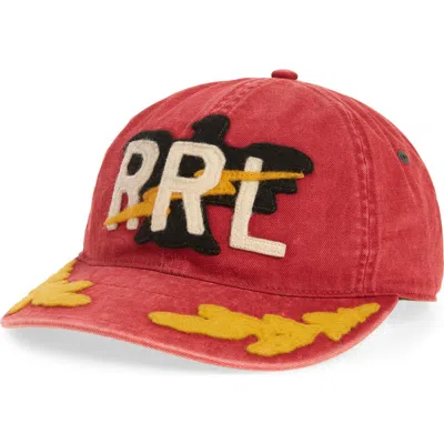 Double Rl Logo Patch Baseball Cap In Red