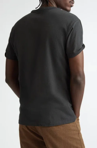 Double Rl Logo Patch Cotton & Hemp T-shirt In Faded Black Canvas