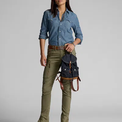 Double Rl Mini Denim Rucksack In Blue
