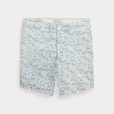 Double Rl Nautical-print Oxford Officer's Short In Creme Multi