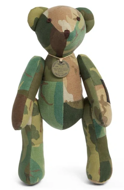 Double Rl Patchwork Camo Bear In Burgundy