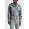 Double Rl Patchwork Trompe L'oeil Jersey Chore Jacket In Gray