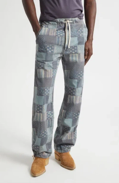 Double Rl Patchwork Trompe L'oeil Jersey Joggers In Gray