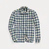 Double Rl Plaid Cotton-linen Shirt In Rl-101 Indigo/cream