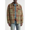 Double Rl Plaid Felted Wool Blend Button-up Shirt Jacket In Green