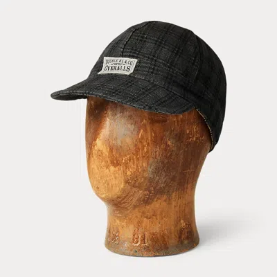 Double Rl Plaid Jacquard Denim Engineer Cap In Rinse