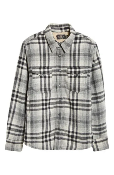 Double Rl Plaid Shirt Jacket In Black/creme
