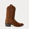 Double Rl Plainview Roughout Suede Boot In Brown