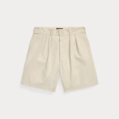 Double Rl Pleated Twill Short In Vintage Cream