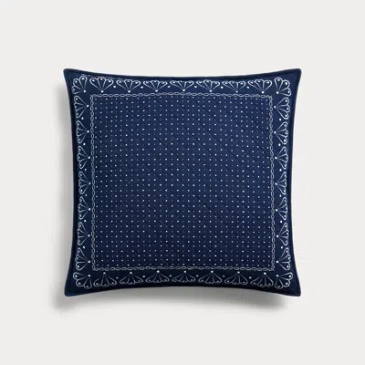 Double Rl Quilted Indigo Bandanna-print Pillow In Blue