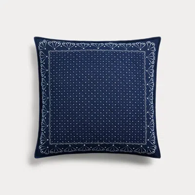 Double Rl Quilted Indigo Bandanna-print Pillow In Indigo/cream