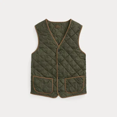 Double Rl Quilted Liner Vest In Dark Green