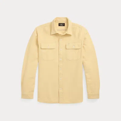 Double Rl Ralph Lauren Brushed Chamois Workshirt In Yellow
