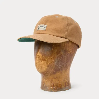 Double Rl Ralph Lauren Canvas Ball Cap In Brown