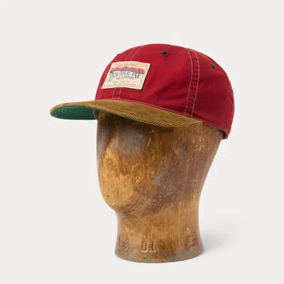 Double Rl Ralph Lauren Corduroy-bill Oilcloth Ball Cap In Red