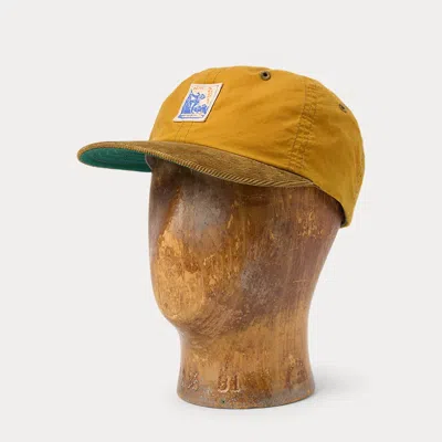 Double Rl Ralph Lauren Corduroy-bill Oilcloth Ball Cap In Yellow