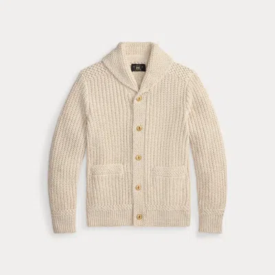 Double Rl Ralph Lauren Cotton-linen Shawl-collar Cardigan In White