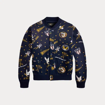 Double Rl Ralph Lauren Fleece Graphic Jacket In Multi