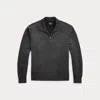 Double Rl Ralph Lauren French Terry Quarter-zip Pullover In Black