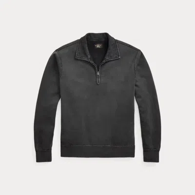 Double Rl Ralph Lauren French Terry Quarter-zip Pullover In Black