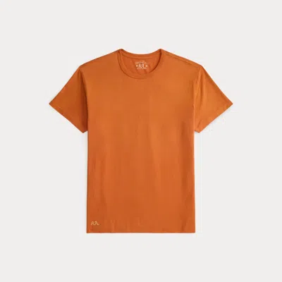 Double Rl Ralph Lauren Garment-dyed Crewneck T-shirt In Orange