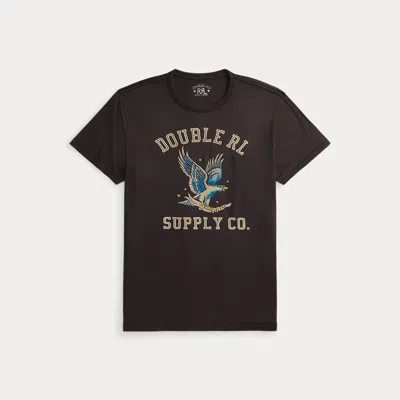 Double Rl Ralph Lauren Garment-dyed Jersey Graphic T-shirt In Brown